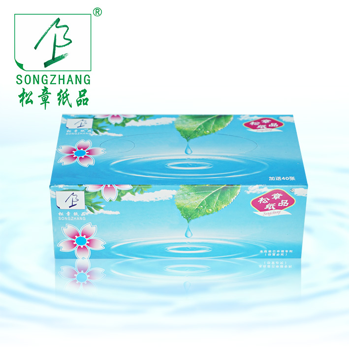松章花柔盒装抽纸120抽